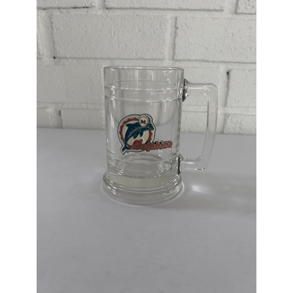 Vintage Miami Dolphins Beer Glass With Handle 3D Metal Logo